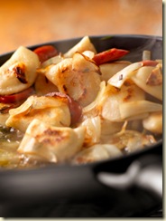 Pan Frying Ukrainian Perogies with Sausage and Onions -Photographed on Hasselblad H1-22mb Camera