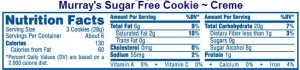 Sugar Free Cookie Food Label